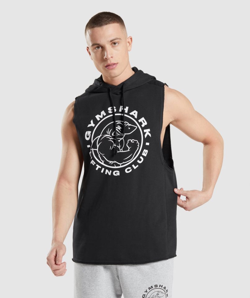 Bluzy Z Kapturem Gymshark Legacy Drop Arm Męskie Czarne | PL 761PFI